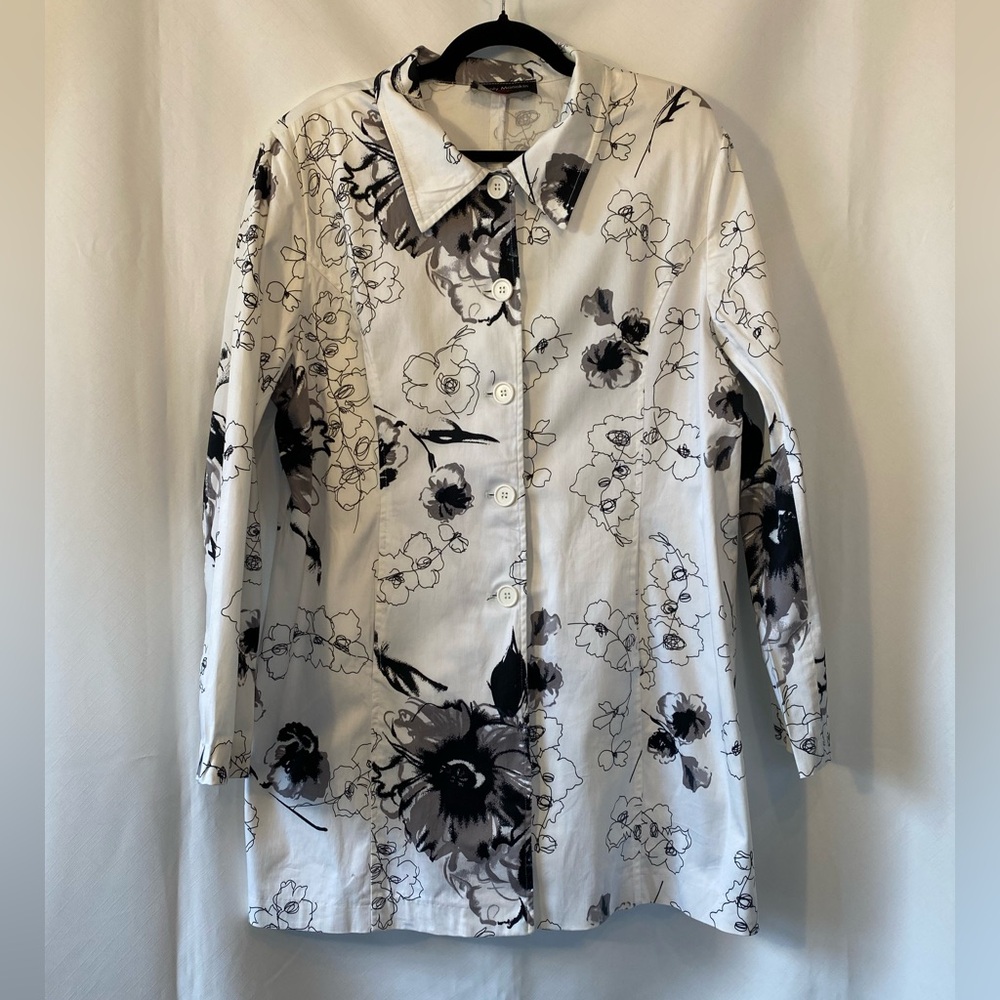 Womens Neutral Monochrome Floral Cottagecore Blazer Jacket Plus Size 18 Corpcore